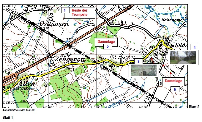 Reichsautobahn Reste Strecke 77 Hamm Rhynern Ruinenstrecke Karte1